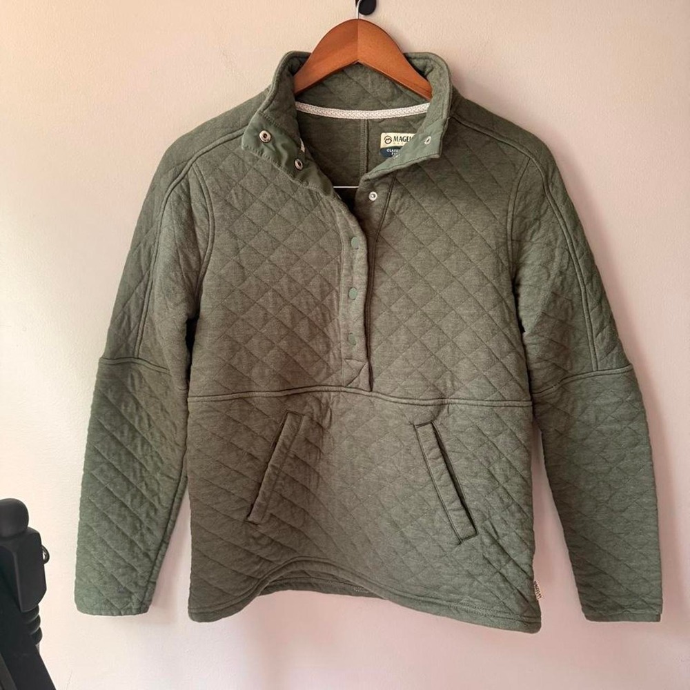 Magellan green quilted diamond pattern jacket/pullover sweater in size S - Picture 1 of 3